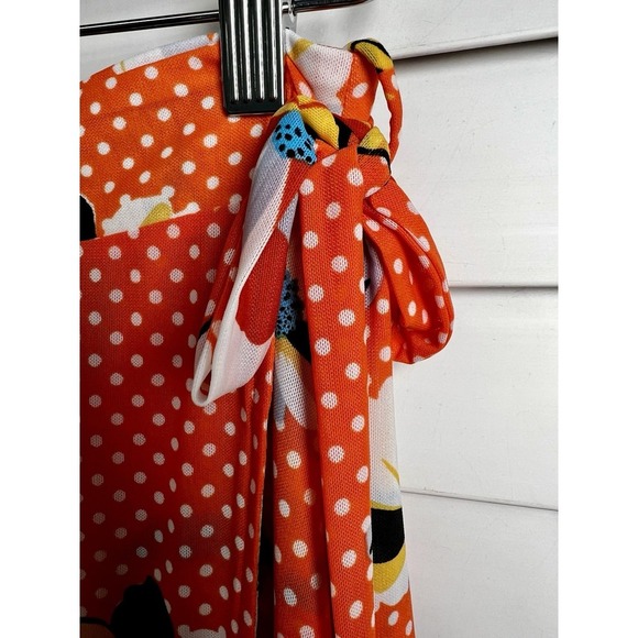 CAbi Polka Dot Floral Retro Pinup Ruffle Wrap Skirt #6199 Size XS Tangerine - Picture 5 of 11